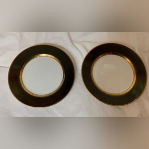 New Fitz & Floyd RENAISSANCE Black & Gold 5 1/4" Saucer replacement set of 2